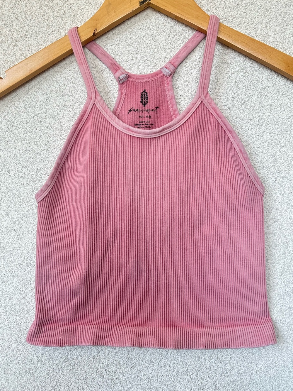 Free People Movement Pink Ribbed Racerback Crop Tank Top Women’s M/L